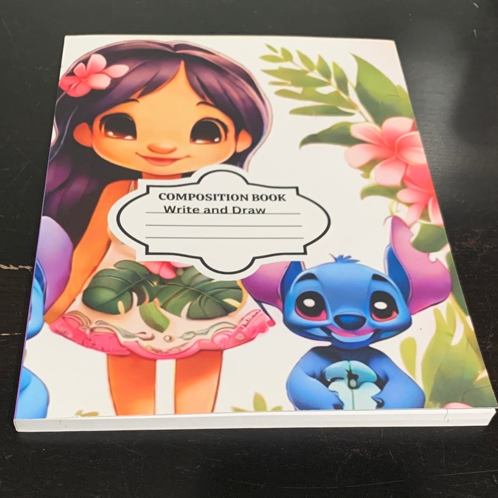 Colorful Composition Book with Cartoon Characters